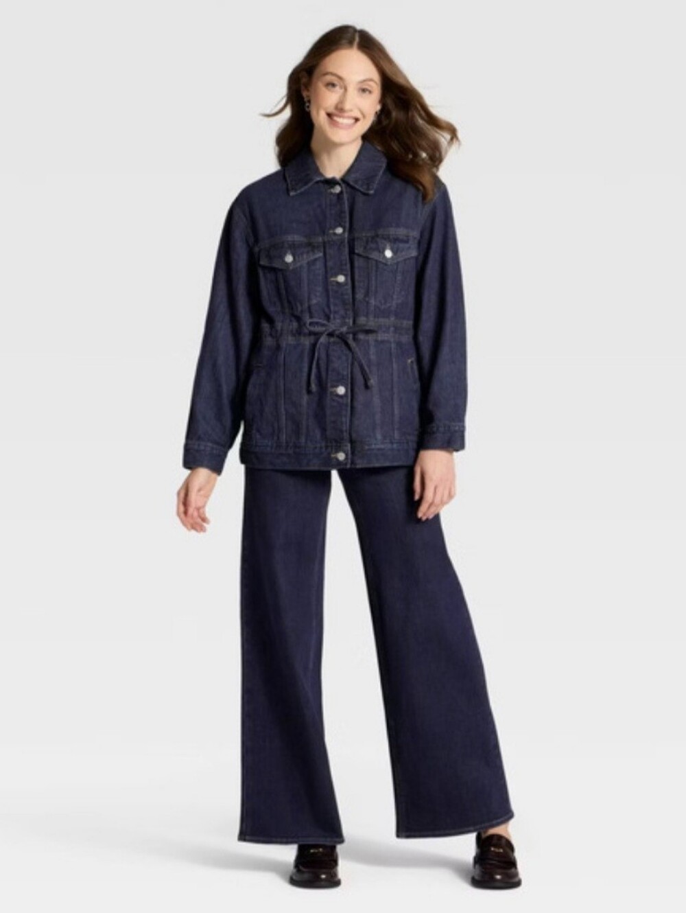 Universal Thread Blue Denim Jacket with Contrast Stitching
